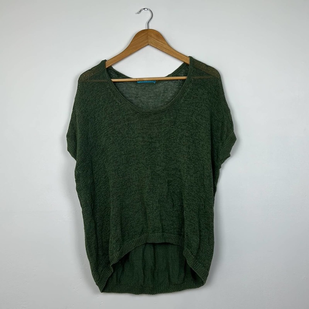 Alice + Olivia Green SS Knit Top